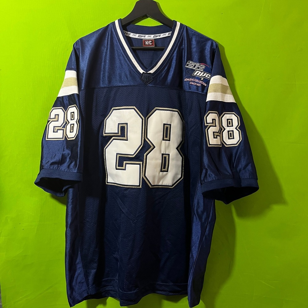 VTG Oversize NYC 212 Athletic Collection Jersey Navy Blue Number 28 Mesh Large